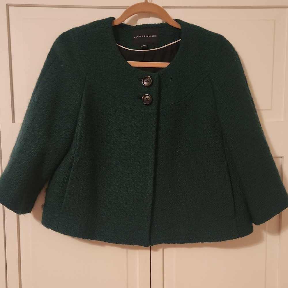 Banana Republic Dark Green Women's Cape Jacket- Wool